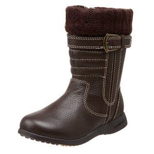 NEW pediped Flex Kid Julia Dark Brown Tall Boot Knit Sweater Trim Cuff Full Zip